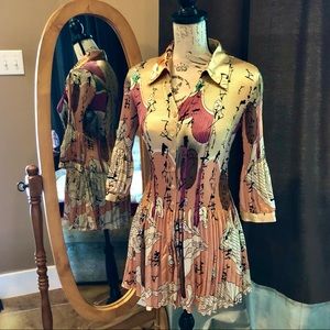 Gold accordion pleated dress/tunic